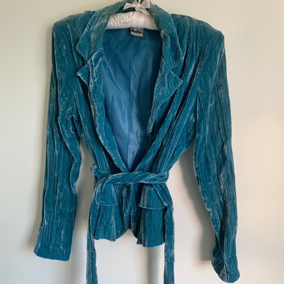 turquoise velvet jacket